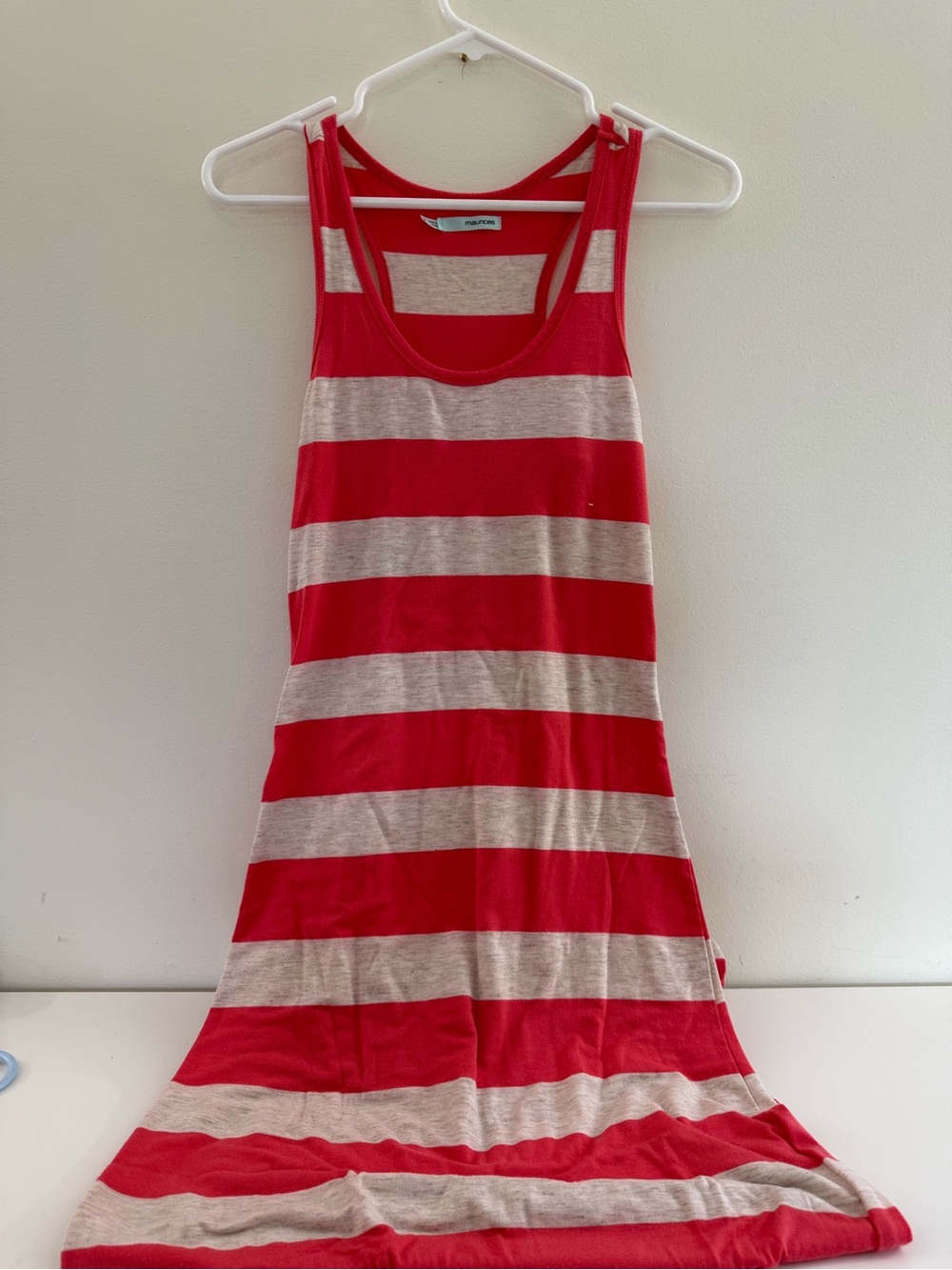 Maurices Red & Cream Striped Tank Maxi Dress